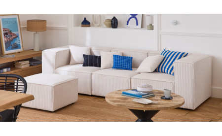 Canapé en velours côtelé